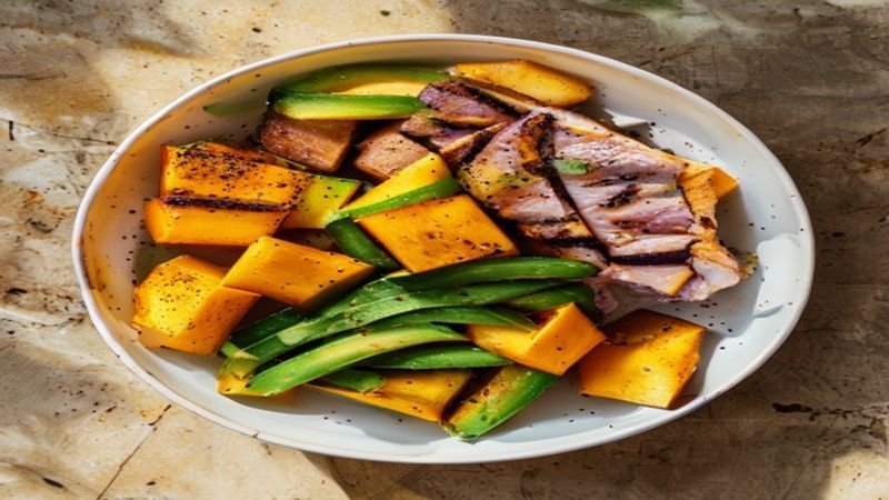 A large, nutrient-dense plate of food representing a single daily OMAD meal with protein, vegetables and healthy fats