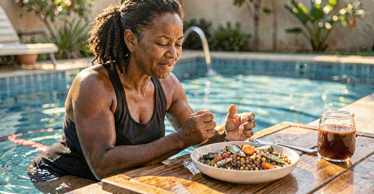 South African woman doing hydrotherapy for rheumatoid arthritis weight loss